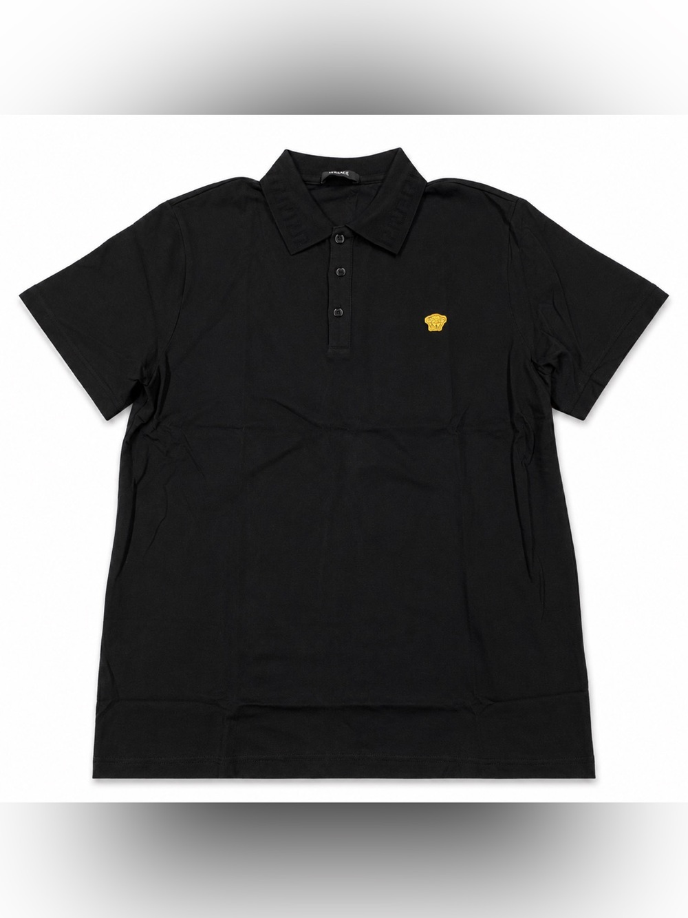 Versace Black Polo with Gold Medusa Emblem